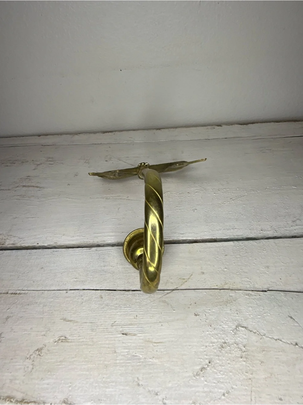 Vintage MCM Brass Bow Wall Sconce Candle Holder 8” Tall, Hollywood Regency Decor
